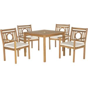 SAFAVIEH Outdoor Living Collection Montclair 5-Piece Dining Set(Natural / Beige)