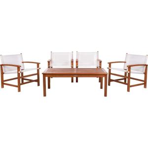 SAFAVIEH Outdoor Mardin Natural Brown and Beige 5-Piece Dining Set