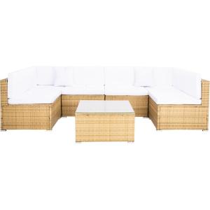 SAFAVIEH Outdoor Sectional Diona Black/White Outdoor Living Set(Natural/White)