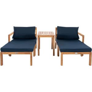 SAFAVIEH PAT6759B Collection Pratia Natural and Navy 5-Piece Outdoor Patio Set(Natural/Navy)