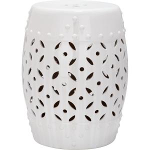 Safavieh Castle Gardens Collection Lattice Coin White Ceramic Garden Stool(White)