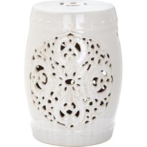 Safavieh Flora Glazed Ceramic Decorative Garden Stool, Cream(Cream)