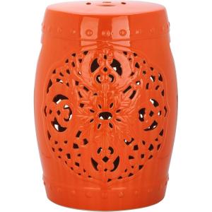 Safavieh Flora Glazed Ceramic Decorative Garden Stool, Cream(Orange)