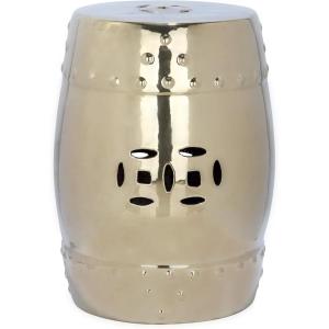 Safavieh Modern Ming Ceramic Decorative Garden Stool, Light Aqua(Gold)