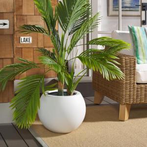 Safavieh Outdoor Collection Gerand Black Concrete Planter (Fully Assembled)(White)
