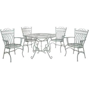 Safavieh Outdoor Collection Thessaly Antique White 5 Piece Patio Set(Antique Dark Green)