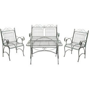 Safavieh PAT5000C Collection Leah Victorian Antique Blue 4-Piece Patio Outdoor Set(Antique Dark Green)
