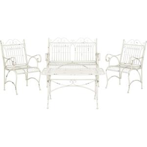 Safavieh PAT5000C Collection Leah Victorian Antique Blue 4-Piece Patio Outdoor Set(Antique White)