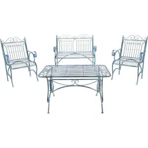 Safavieh PAT5000C Collection Leah Victorian Antique Blue 4-Piece Patio Outdoor Set(Mossy Blue)