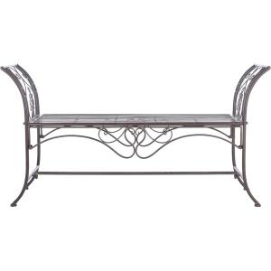Safavieh PAT5016A Collection Arona Antique White Wrought Iron 51″ Outdoor Garden Bench(Rustic Brown)