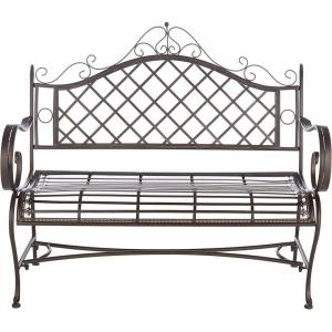 Safavieh PAT5017A Collection Adina Antique White Wrought Iron 51.25″ Outdoor Garden Bench(Rustic Brown)