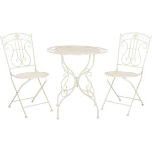 Safavieh PAT5028A Outdoor Collection Semly Pearl White 3-Piece Bistro Set(Pearl White)