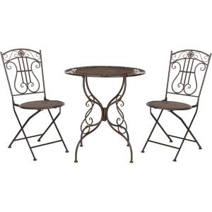 Safavieh PAT5028A Outdoor Collection Semly Pearl White 3-Piece Bistro Set(Unearthed Rust)