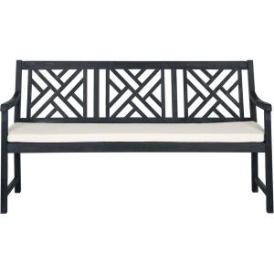 Safavieh PAT6738A Outdoor Collection Bradbury 3 Seat Bench(Dark Slate Gray / Beige)