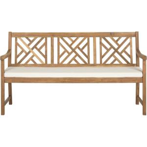 Safavieh PAT6738A Outdoor Collection Bradbury 3 Seat Bench(Natural / Beige)