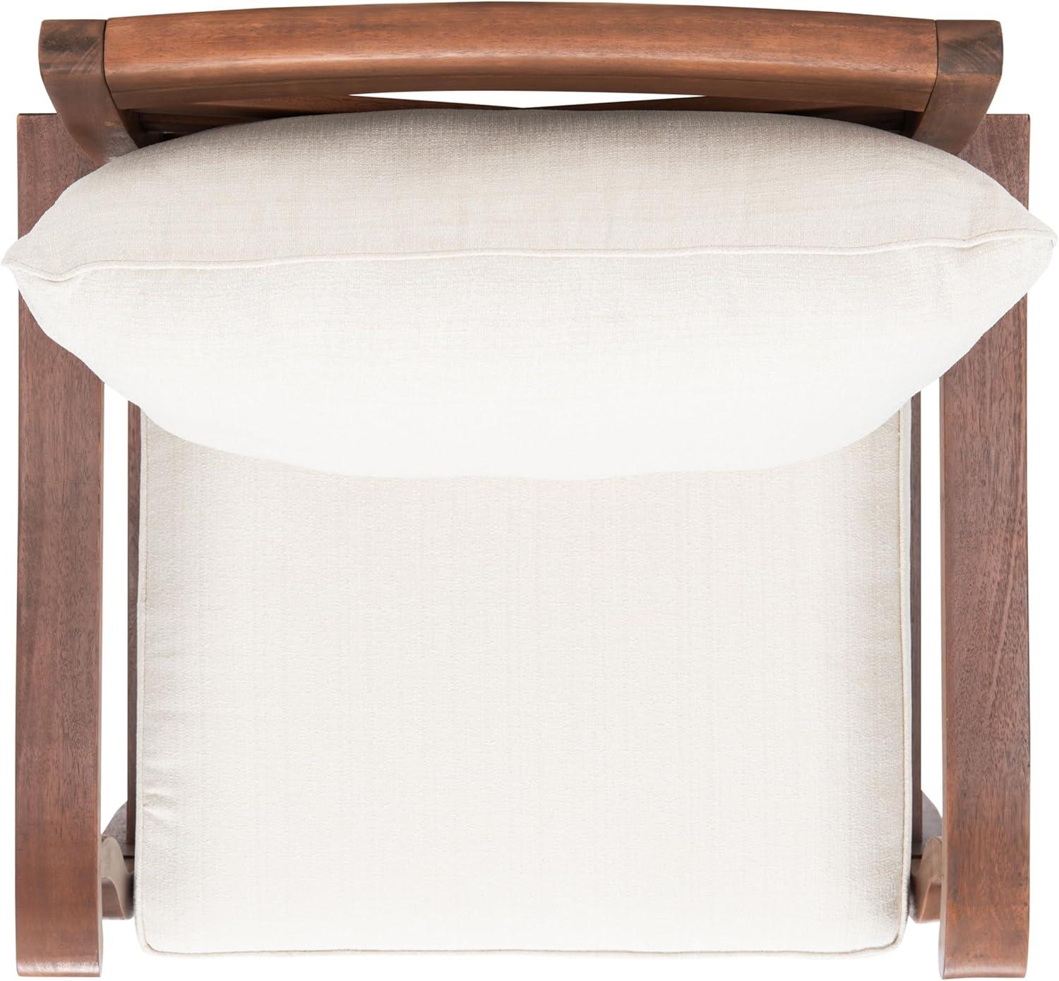 image:imageSAFAVIEH Couture Home Collection Payden Natural WoodBeige Cushion Outdoor Patio Sunroom Porch Backyard Veranda Accent Chair