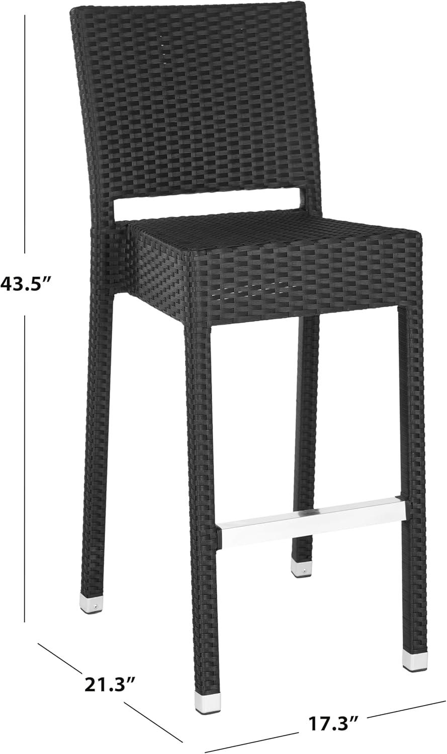 image:imageSAFAVIEH FOX5201C Collection Bethel IndoorOutdoor Bar Stool WhiteBlack
