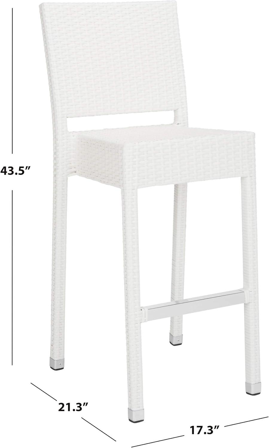 image:imageSAFAVIEH FOX5201C Collection Bethel IndoorOutdoor Bar Stool WhiteWhite