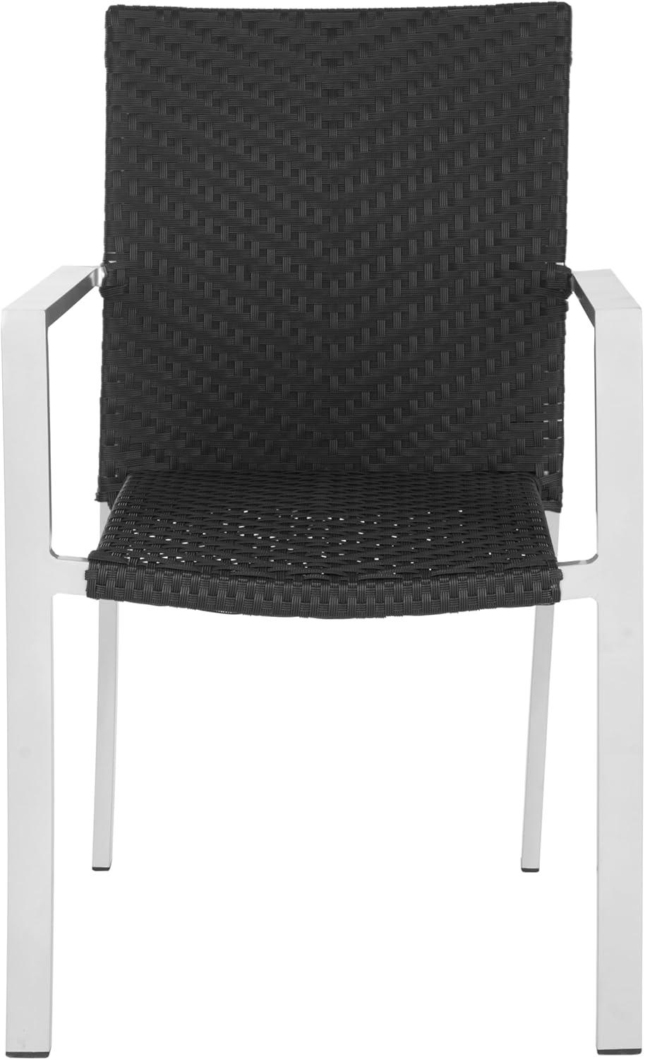 image:imageSAFAVIEH Home Collection Cordova Black IndoorOutdoor Stacking Arm ChairBlack