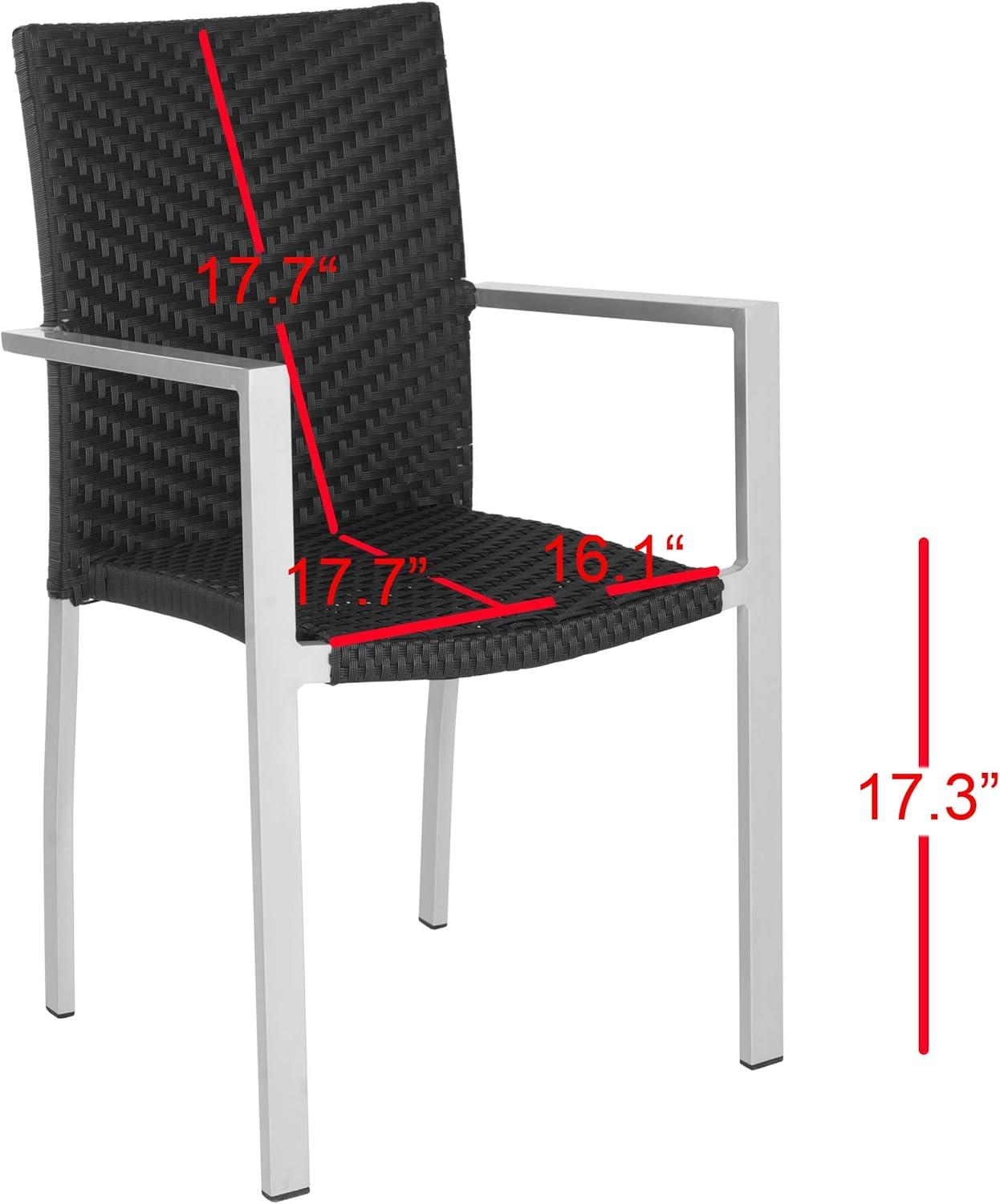 image:imageSAFAVIEH Home Collection Cordova Black IndoorOutdoor Stacking Arm ChairBlack