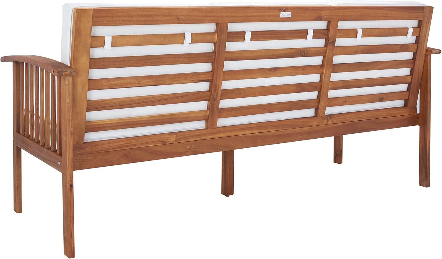 image:imageSAFAVIEH Outdoor Collection Finnick Natural Acacia WoodBeige Cushion BenchNaturalBeige