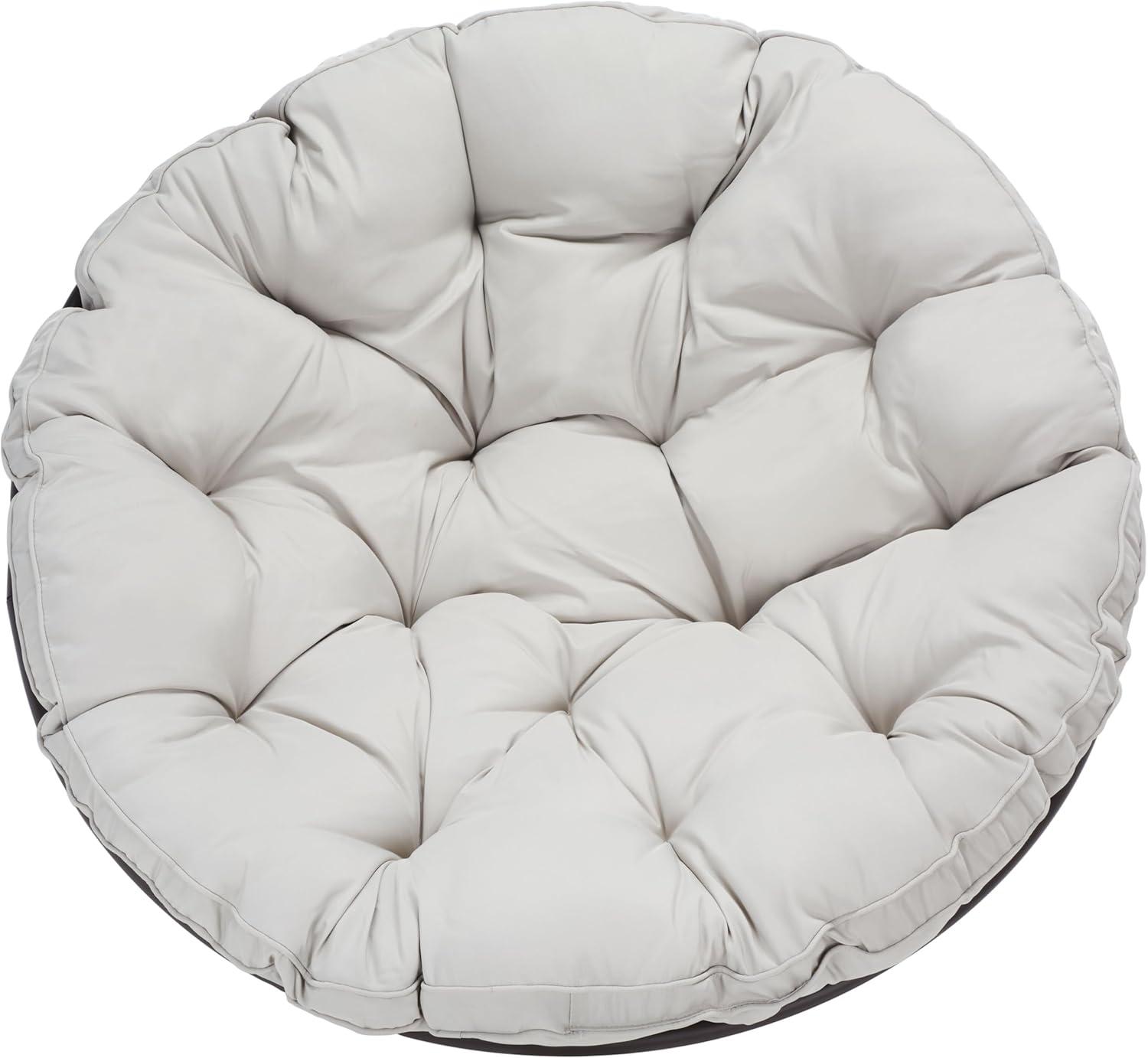 image:imageSAFAVIEH Outdoor Collection Kiraya BrownGrey Tufted Cushion Round Papasan Chair