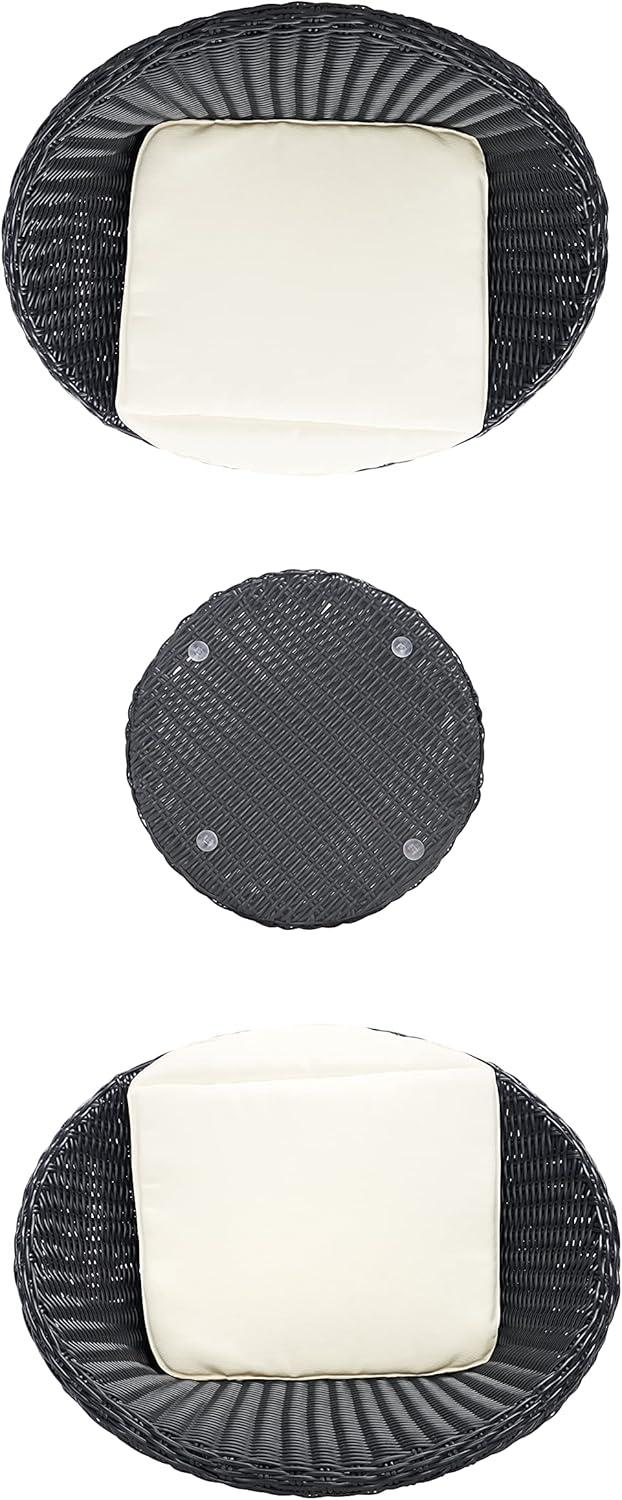 image:imageSAFAVIEH Outdoor Collection Merami Black RattanBeige Cushion 3Piece Patio Lounge Bistro Set PAT9017A