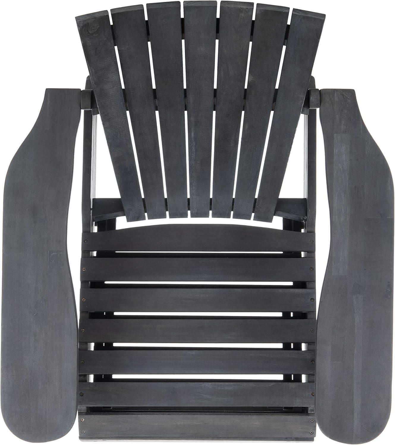 image:imageSAFAVIEH Outdoor Collection Merlin Ash Grey Adirondack Chair with Retractable FootrestDark Slate Gray