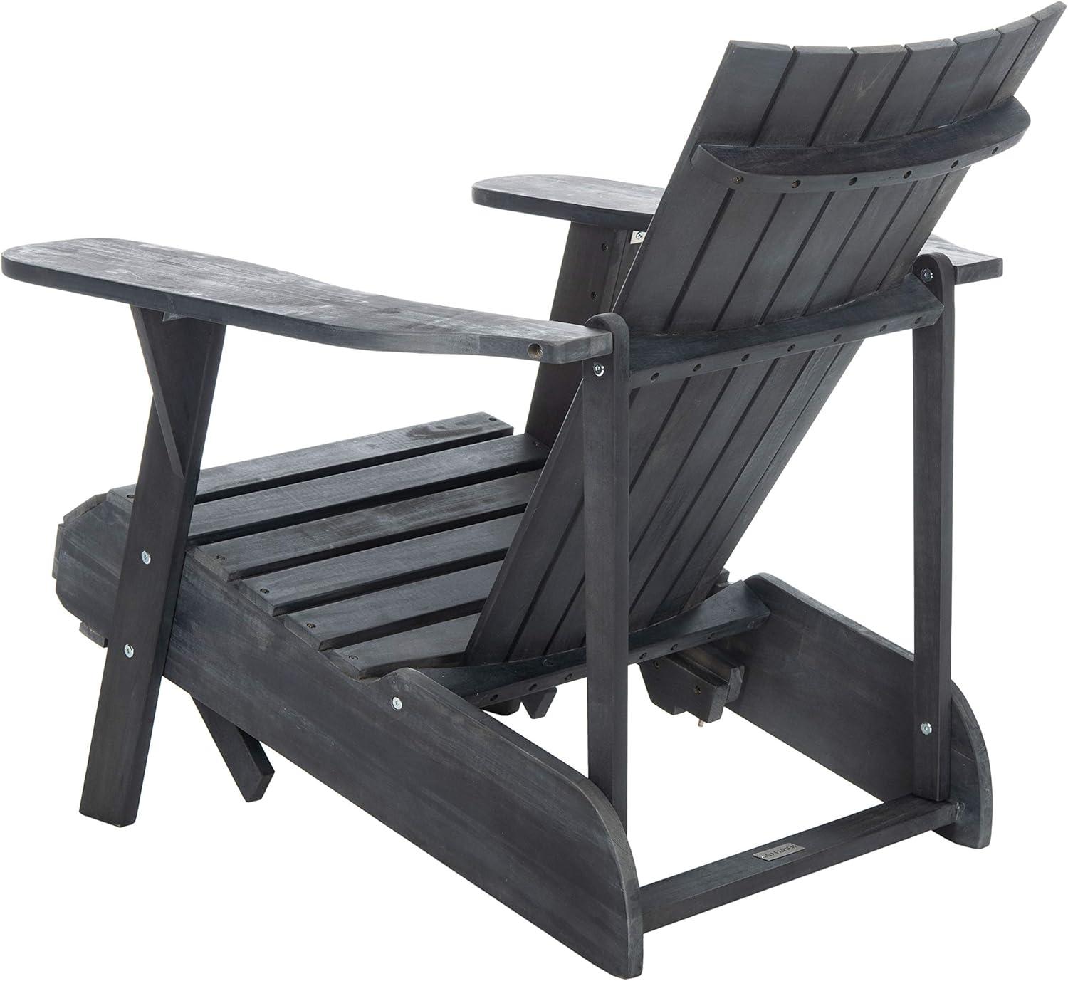 image:imageSAFAVIEH Outdoor Collection Merlin Ash Grey Adirondack Chair with Retractable FootrestDark Slate Gray