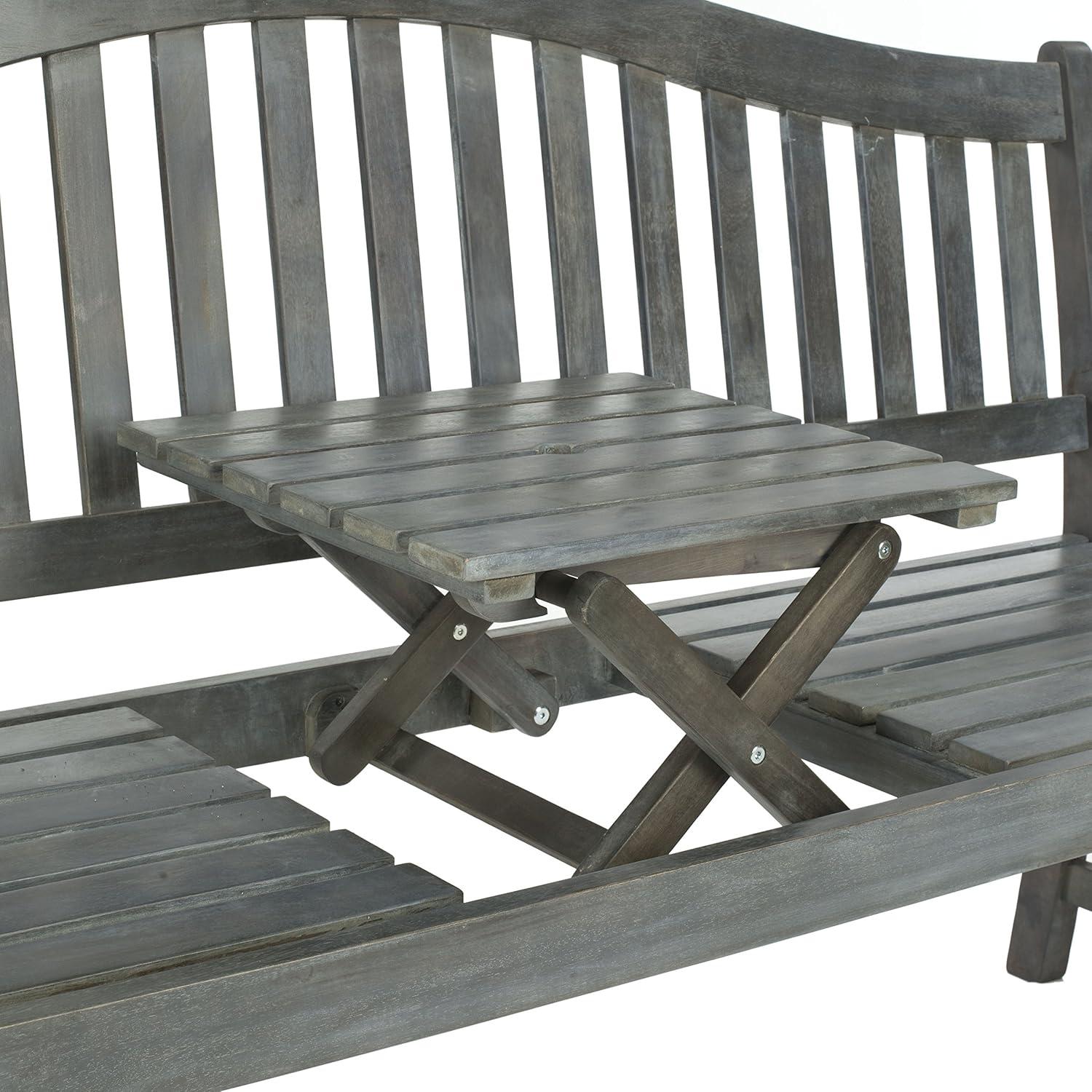 image:imageSAFAVIEH Outdoor Collection Mischa Natural Brown BenchAsh Grey