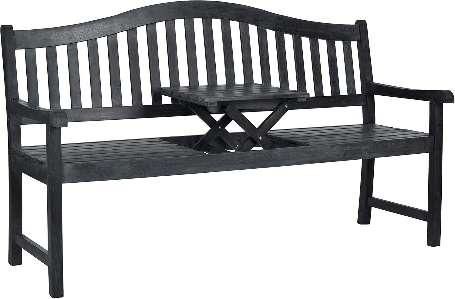 image:imageSAFAVIEH Outdoor Collection Mischa Natural Brown BenchDark Slate Gray