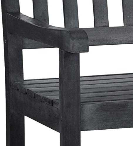image:imageSAFAVIEH Outdoor Collection Mischa Natural Brown BenchDark Slate Gray