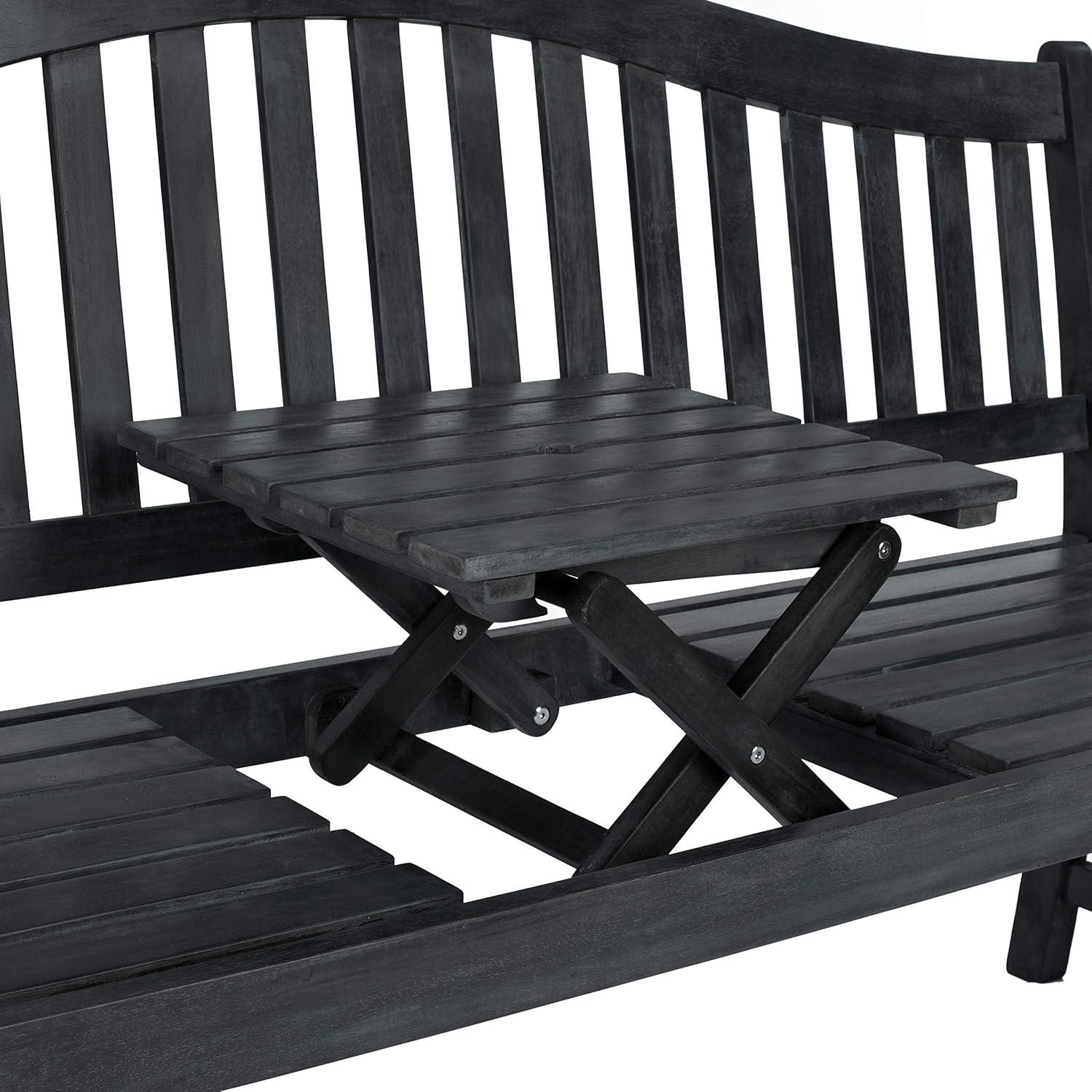 image:imageSAFAVIEH Outdoor Collection Mischa Natural Brown BenchDark Slate Gray