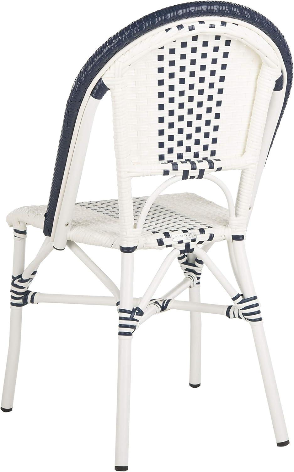 image:imageSAFAVIEH Outdoor Collection Zoya Navy and White Stackable Chair Set of 2