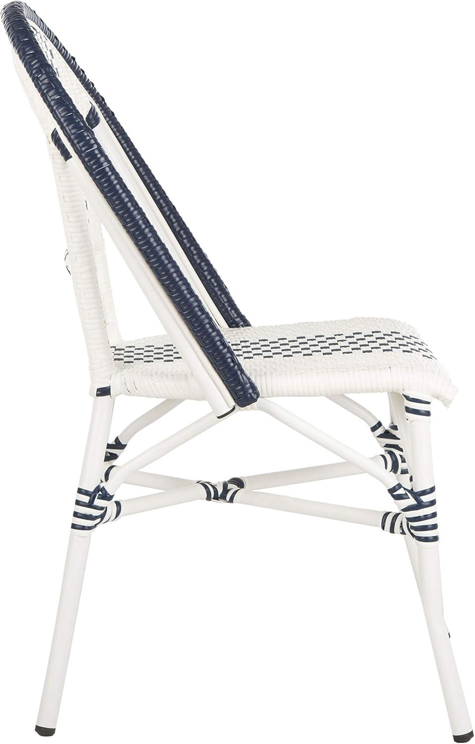 image:imageSAFAVIEH Outdoor Collection Zoya Navy and White Stackable Chair Set of 2