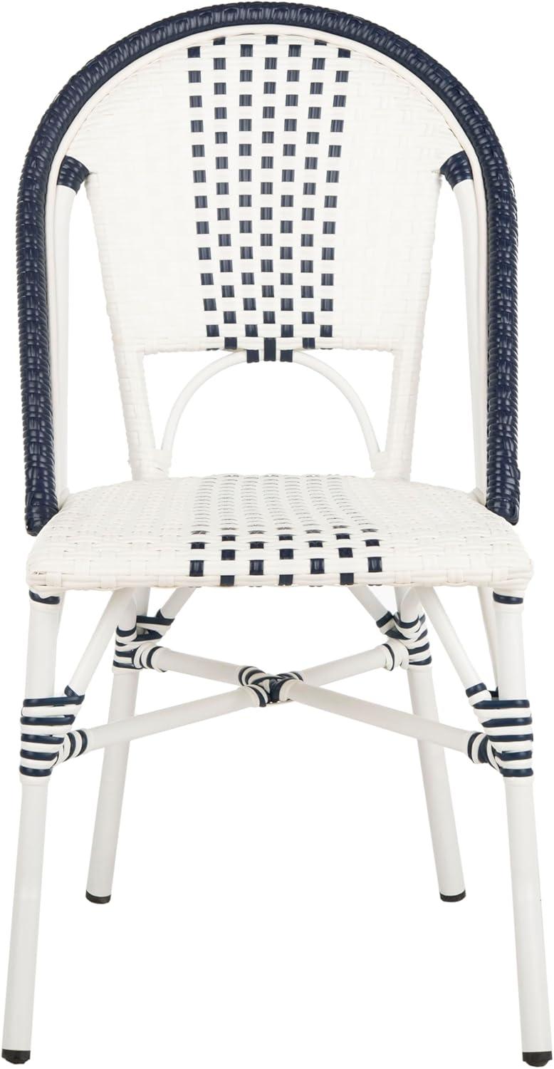 image:imageSAFAVIEH Outdoor Collection Zoya Navy and White Stackable Chair Set of 2