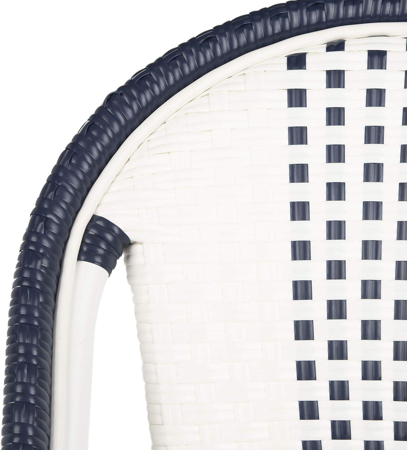 image:imageSAFAVIEH Outdoor Collection Zoya Navy and White Stackable Chair Set of 2