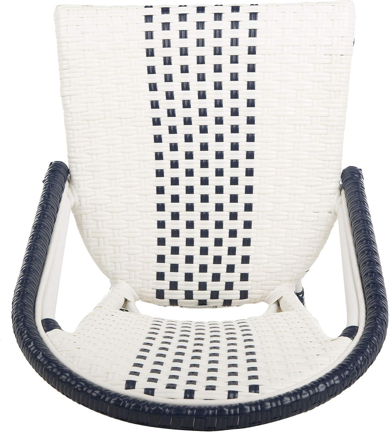 image:imageSAFAVIEH Outdoor Collection Zoya Navy and White Stackable Chair Set of 2