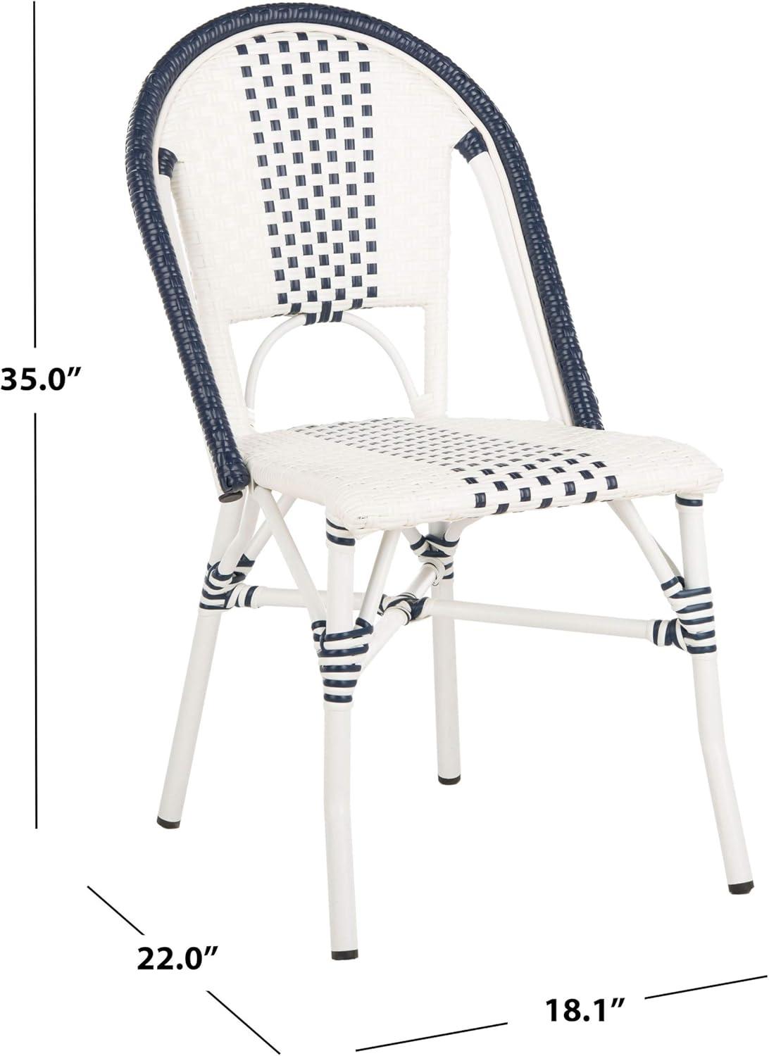 image:imageSAFAVIEH Outdoor Collection Zoya Navy and White Stackable Chair Set of 2