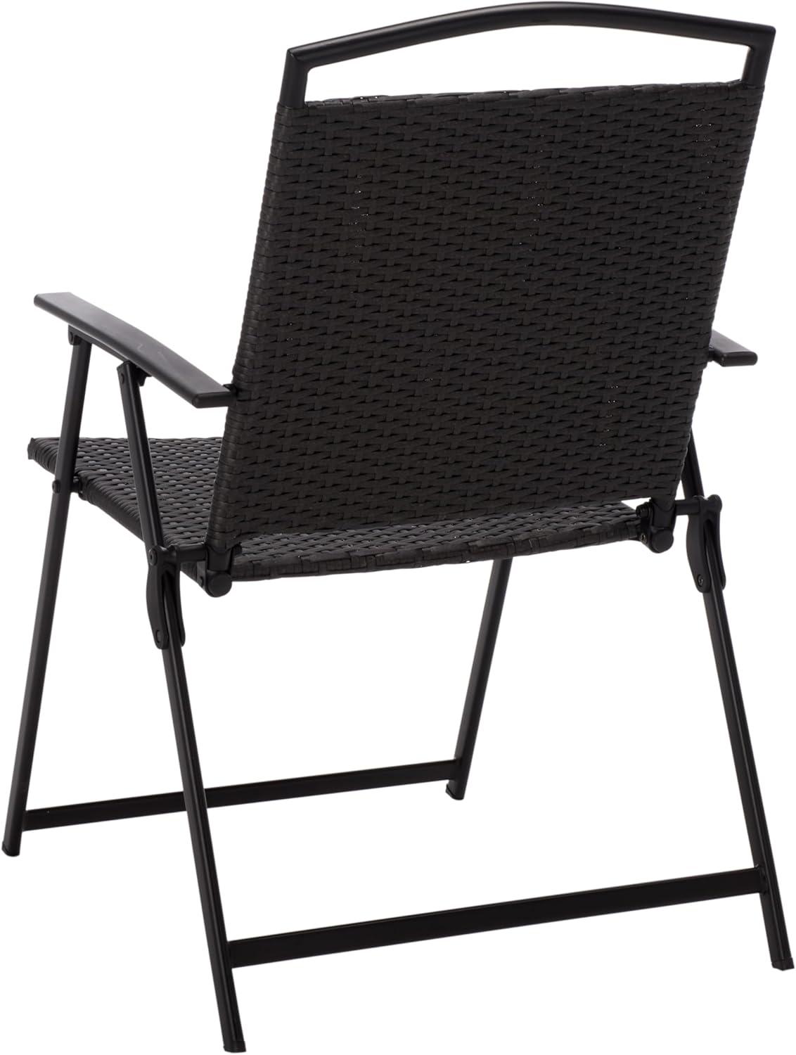 image:imageSAFAVIEH Outdoor Patio Furniture Collection Dory Rattan Weave Folding Chair PAT6902BlackBlack