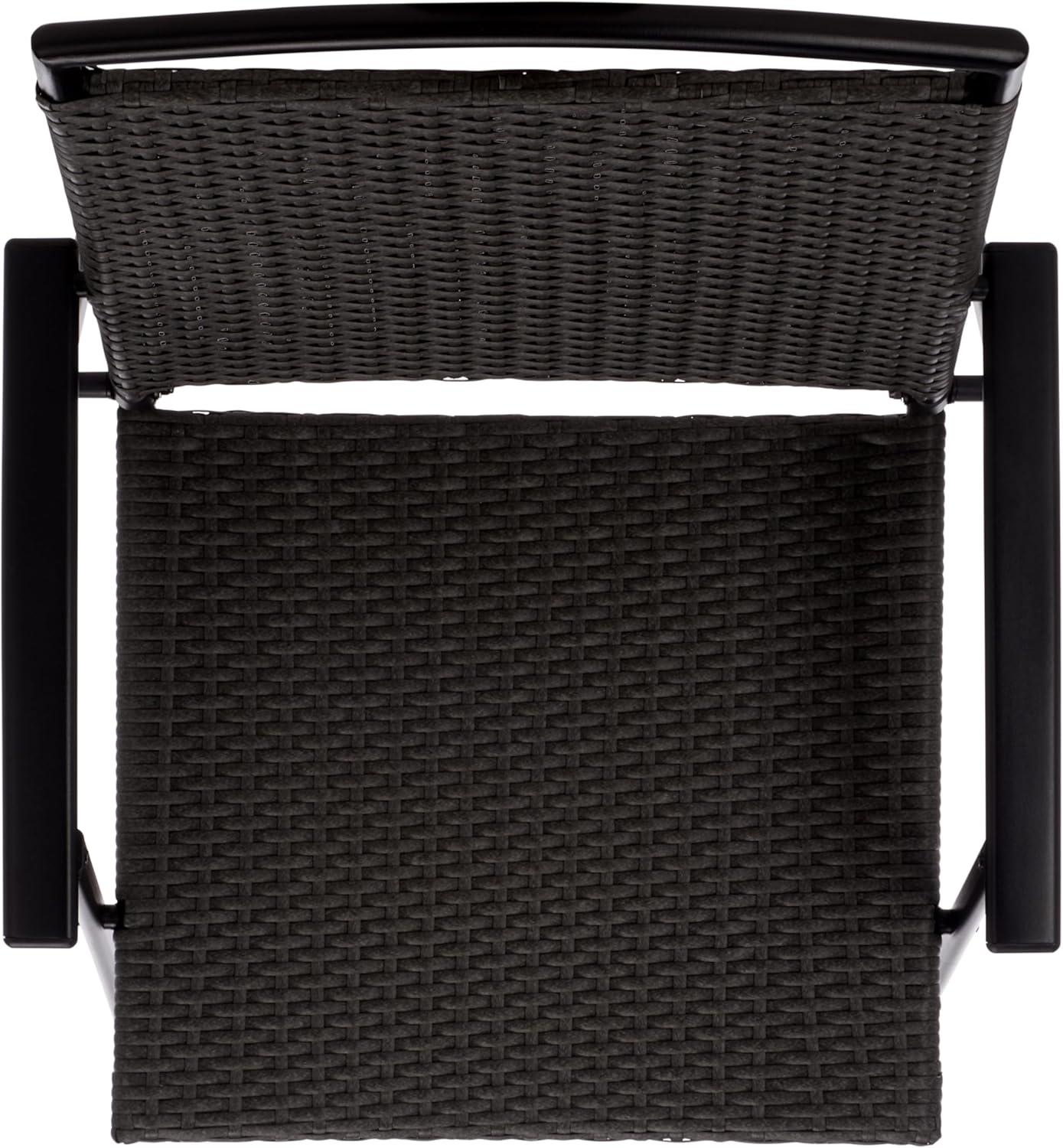 image:imageSAFAVIEH Outdoor Patio Furniture Collection Dory Rattan Weave Folding Chair PAT6902BlackGrey