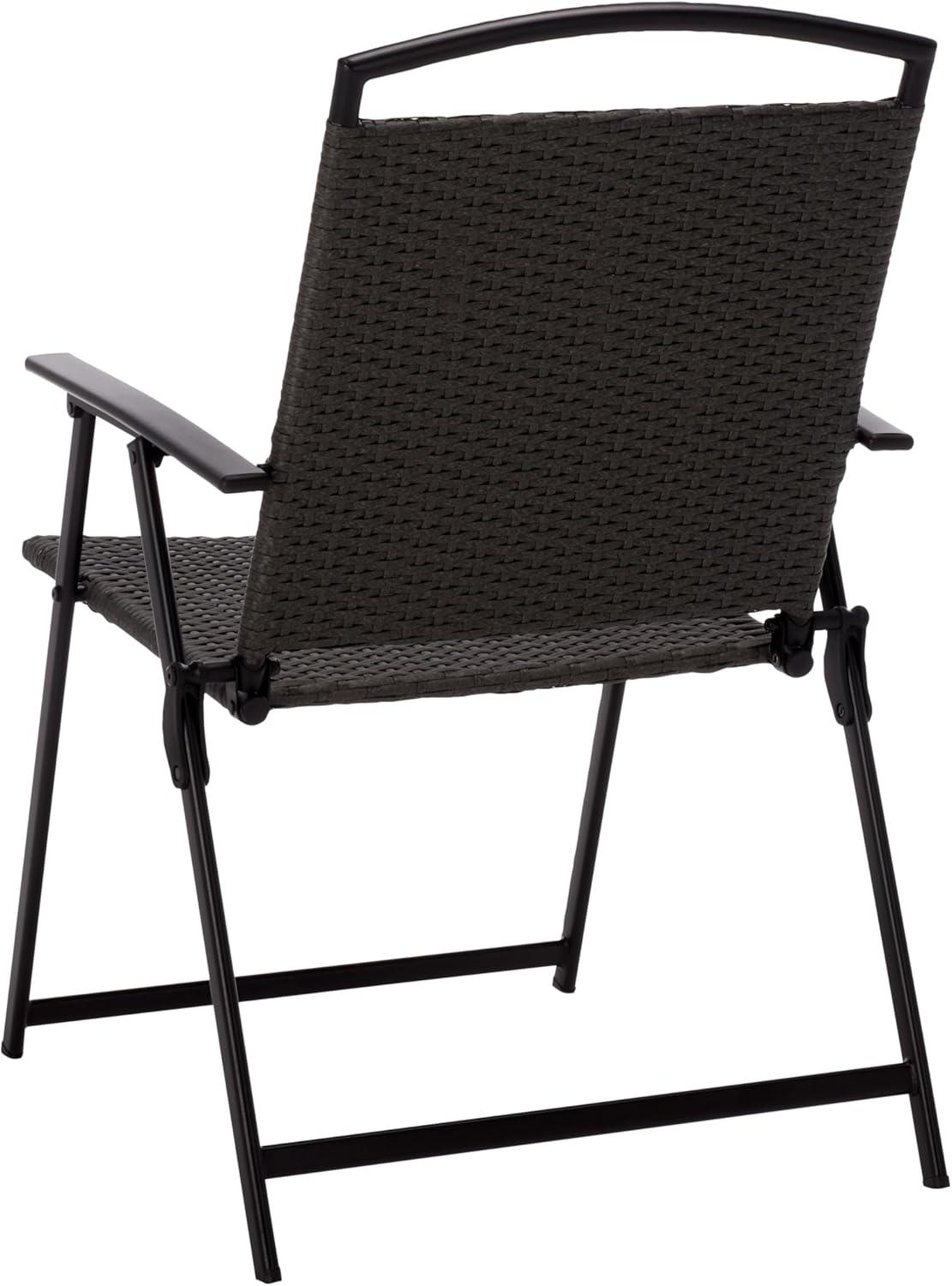 image:imageSAFAVIEH Outdoor Patio Furniture Collection Dory Rattan Weave Folding Chair PAT6902BlackGrey