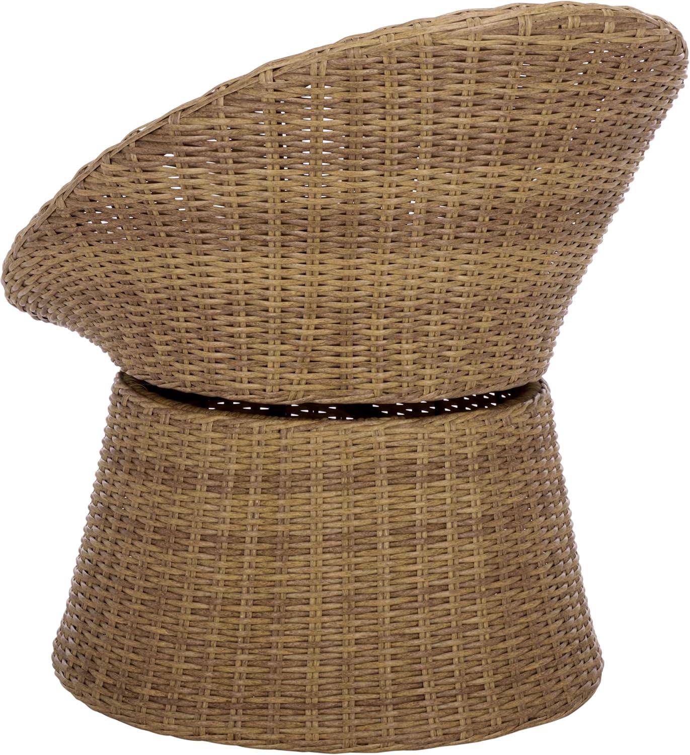 image:imageSAFAVIEH Outdoor Patio Furniture Collection Drew Rattan Swivel Barrel Chair with Cushion PAT7543NaturalTaupe