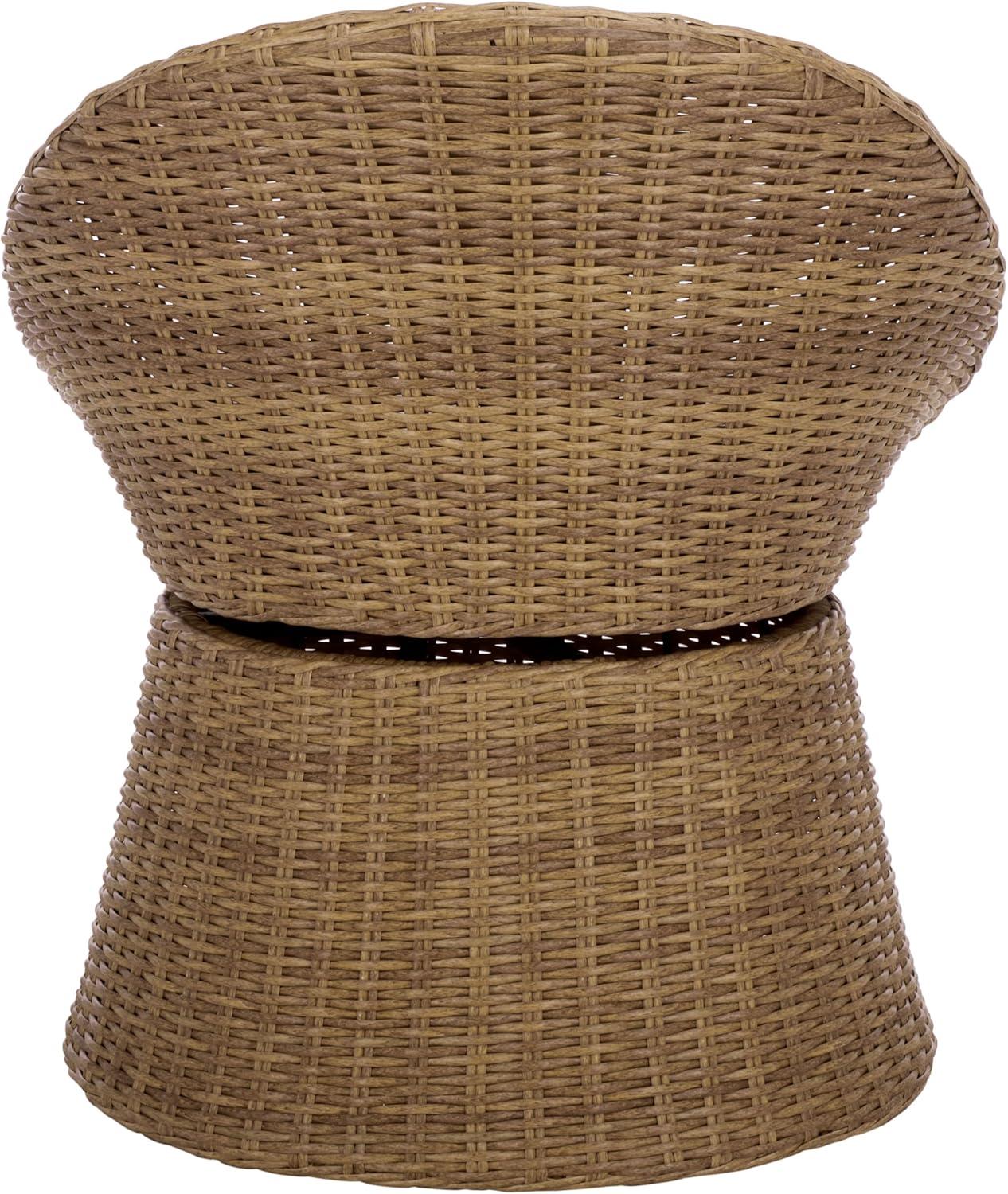 image:imageSAFAVIEH Outdoor Patio Furniture Collection Drew Rattan Swivel Barrel Chair with Cushion PAT7543NaturalTaupe