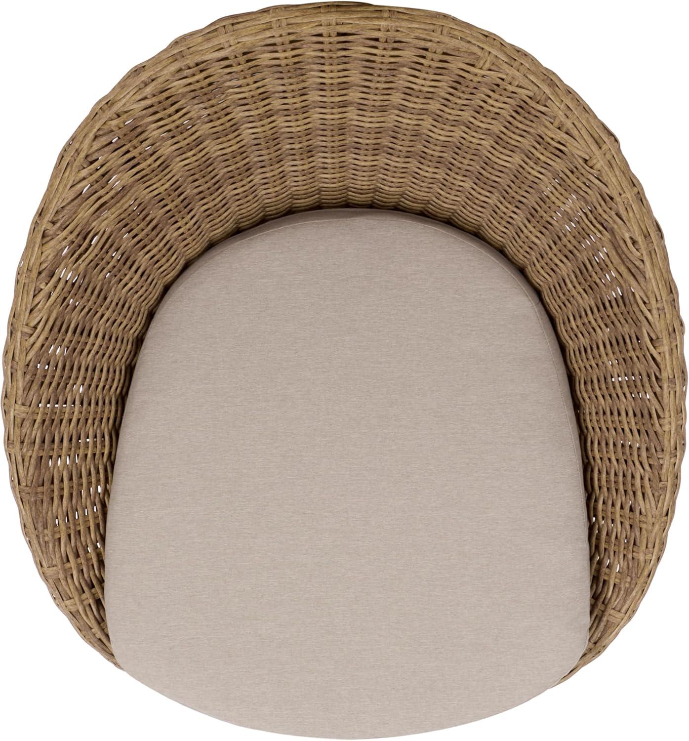 image:imageSAFAVIEH Outdoor Patio Furniture Collection Drew Rattan Swivel Barrel Chair with Cushion PAT7543NaturalTaupe