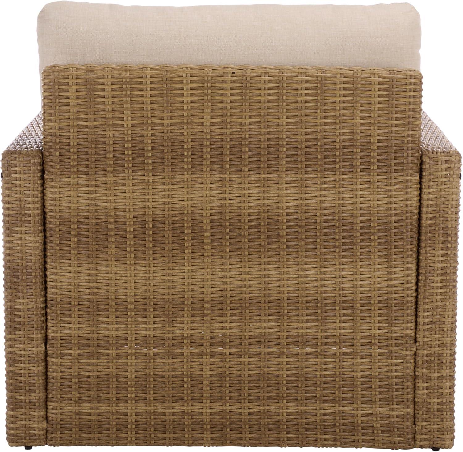 image:imageSAFAVIEH Outdoor Patio Furniture Collection Emma Rattan amp Cushion Armchair Modern Outdoor Lounge Seating PAT7563NaturalTaupe
