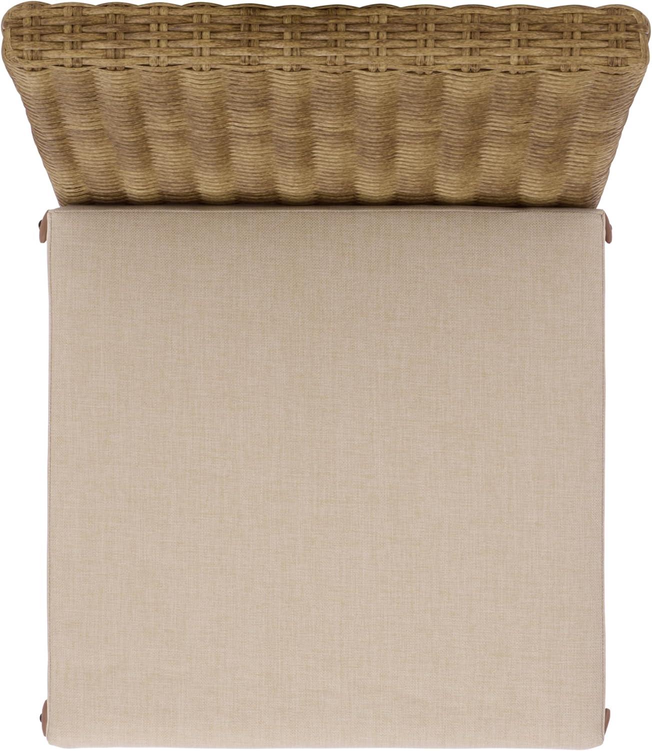 image:imageSAFAVIEH Outdoor Patio Furniture Collection Emma Rattan amp Cushion Dining Chair Modern Woven Outdoor Seating PAT7565NaturalTaupe
