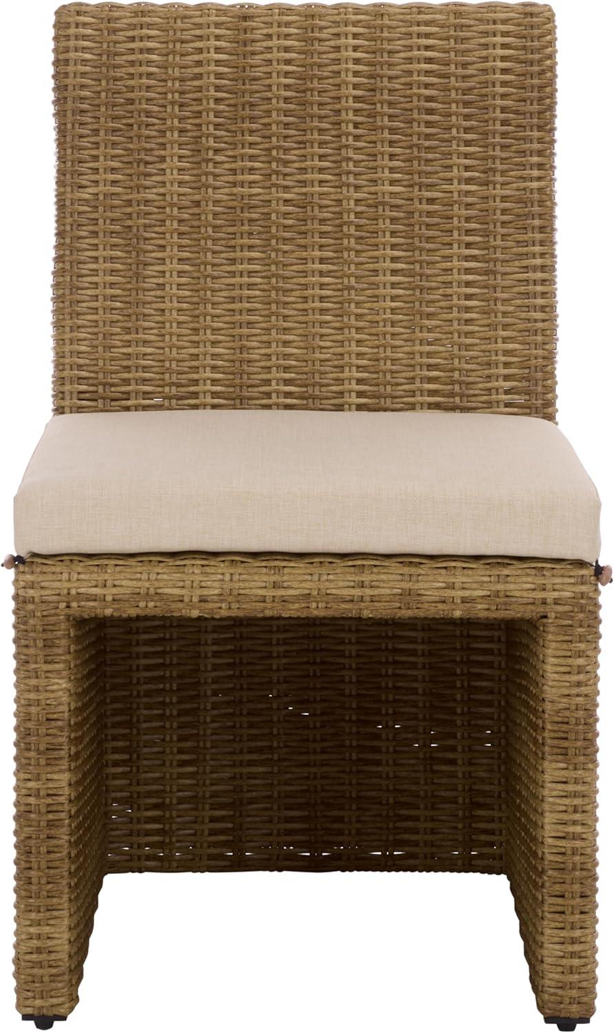 image:imageSAFAVIEH Outdoor Patio Furniture Collection Emma Rattan amp Cushion Dining Chair Modern Woven Outdoor Seating PAT7565NaturalTaupe