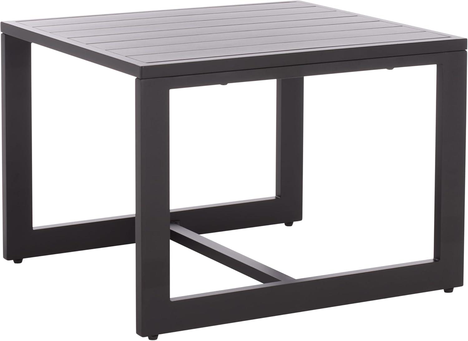 image:imageSAFAVIEH Outdoor Patio Furniture Collection Fash Black amp Taupe Cushion 3Piece Living Set Modern Outdoor Chairs amp Slatted Square Table PAT7552ABlackTaupe