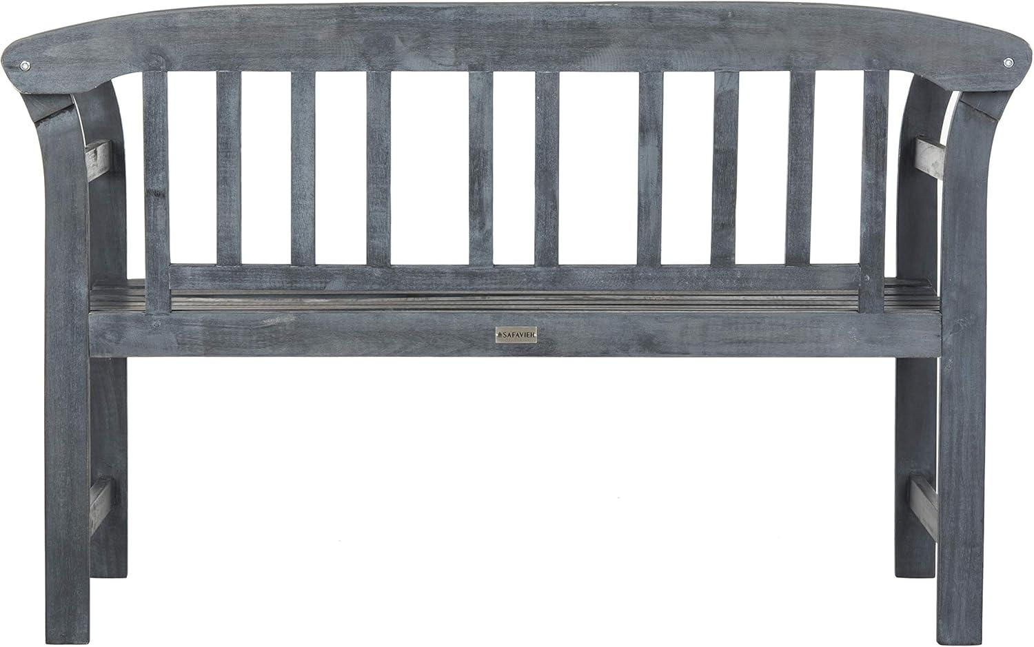 image:imageSAFAVIEH PAT6742A Outdoor Collection Porterville 2 Seat BenchAsh Grey